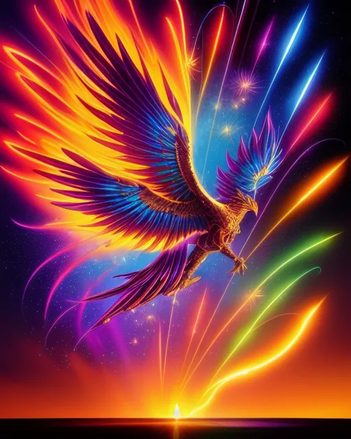 Firework phoenix, beautiful, cosmic, - AI Photo Generator - starryai