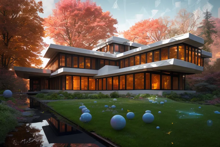 Frank Lloyd Wright architecture; house - AI Photo Generator - starryai