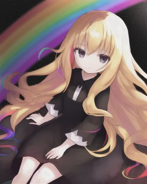 girl long blonde hair rainbow - Free AI Photo Generator - starryai