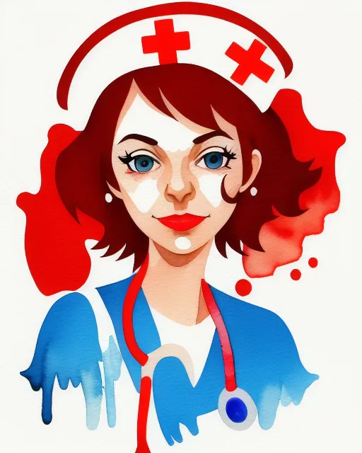 nurse, 2d Vector, watercolor 