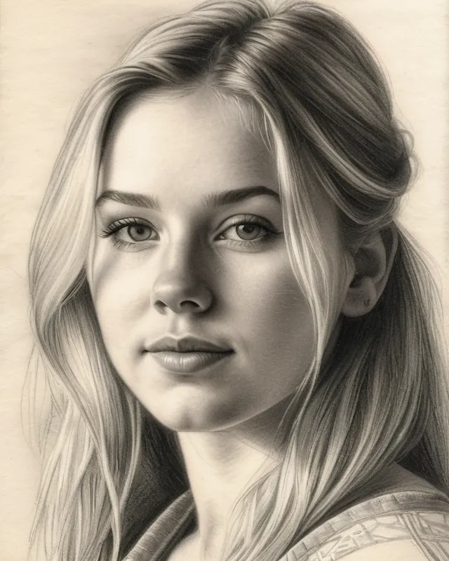 Scandinavian girl, pencil sketch - AI Photo Generator - starryai