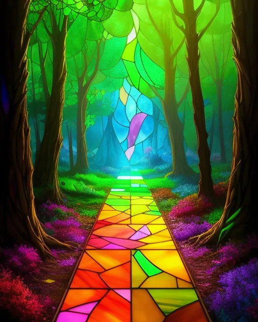 A Path colorful Stained glass - Free AI Photo Generator - starryai