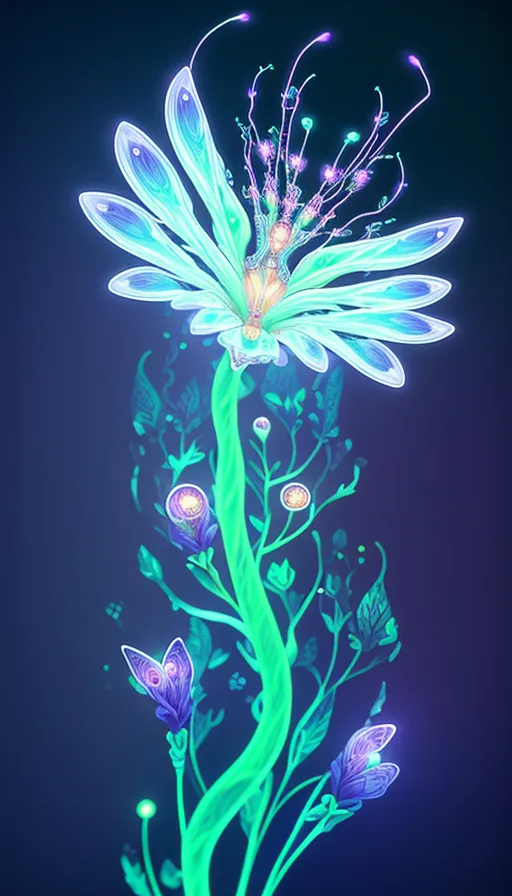 Magical Fantastic Bioluminescent Flowers made of fiber optic lights., Liquid Structure, Flying Petals, Sparks, Lightning, Splash, macro Photography, Fantasy Background, Intricate Patterns, Ultra Detailed, Luminous, Radiance, Ultra Realism, Complex Details, Intricate Details, 16k, HDR, High Quality, Trending On Artstation, Sharp Focus, Intricate Details, Highly Detailed, , maria sibylla merian, art nouveau, unreal engine, vray, nvdia ray tracing, astral, glowing neon,