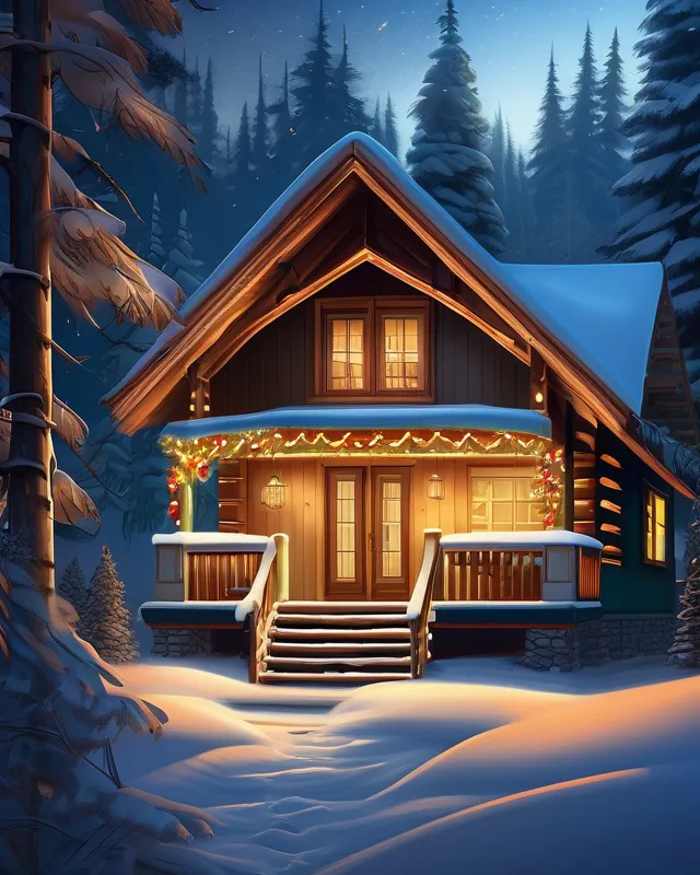 "Create a serene winter a cozy - Free AI Photo Generator - starryai