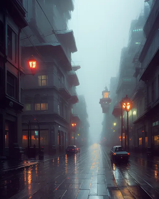 A city on a rainy day - Free AI Photo Generator - starryai