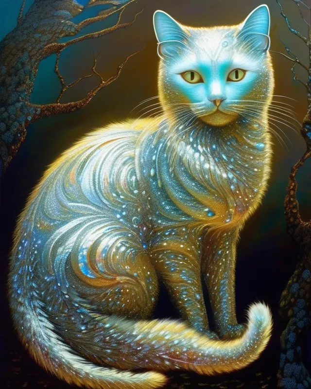 A beautiful cat, Composed Glowing cat. - AI Photo Generator - starryai