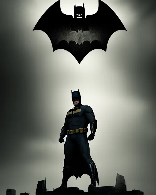 , Batman, Jensen Ackles, Jensen Ackles Batman, Standing on a rooftop, Batman signal in the sky, Batman light signal in sky, Looking over Gotham, imax, realism, hyperrealism, beautiful, hyperdetailed, detailed, thunderstorm, twilight, mysterious, expansive, ominous, photorealistic, Detailed Batman face , Super detailed face ,  extreme detail,  4k,  ultra hd