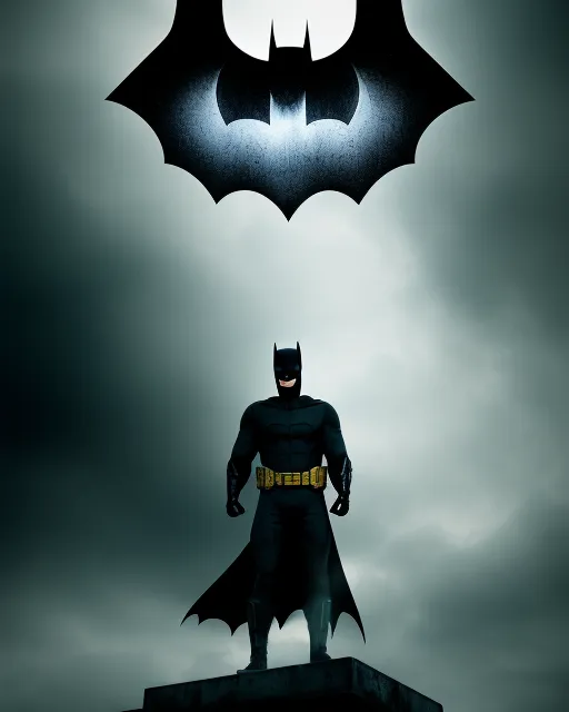 , Batman, Jensen Ackles, Jensen Ackles Batman, Standing on a rooftop, Batman signal in the sky, Batman light signal in sky, Looking over Gotham, imax, realism, hyperrealism, beautiful, hyperdetailed, detailed, thunderstorm, twilight, mysterious, expansive, ominous, photorealistic, Detailed Batman face , Super detailed face ,  extreme detail,  4k,  ultra hd