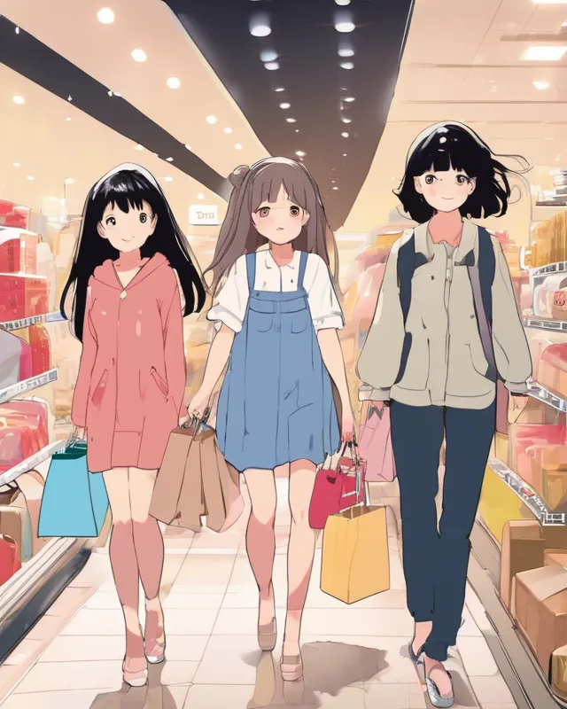 Cute Anime Girl Going Shopping With Friends At The Mall (Prompt Edition)