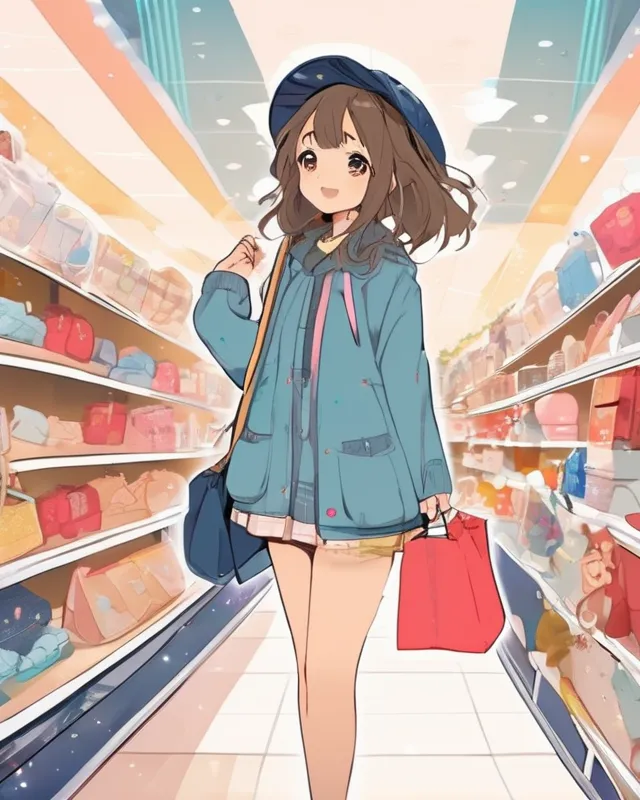 Cute Anime Girl Going Shopping With Friends At The Mall (Prompt Edition)