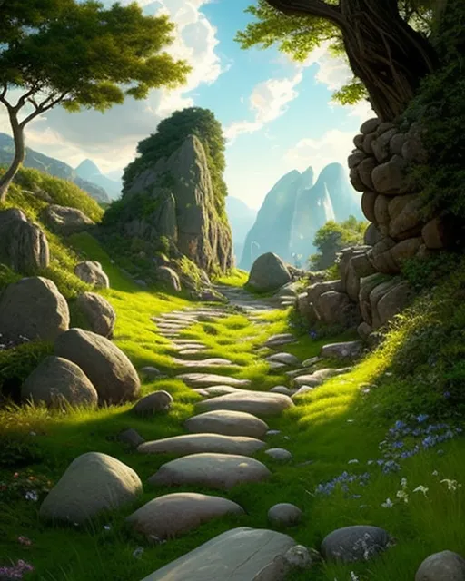Path leading a cave, beautiful - Free AI Photo Generator - starryai