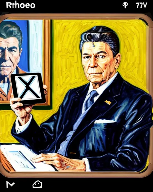 Ronald Reagan playing with a Vectrex 