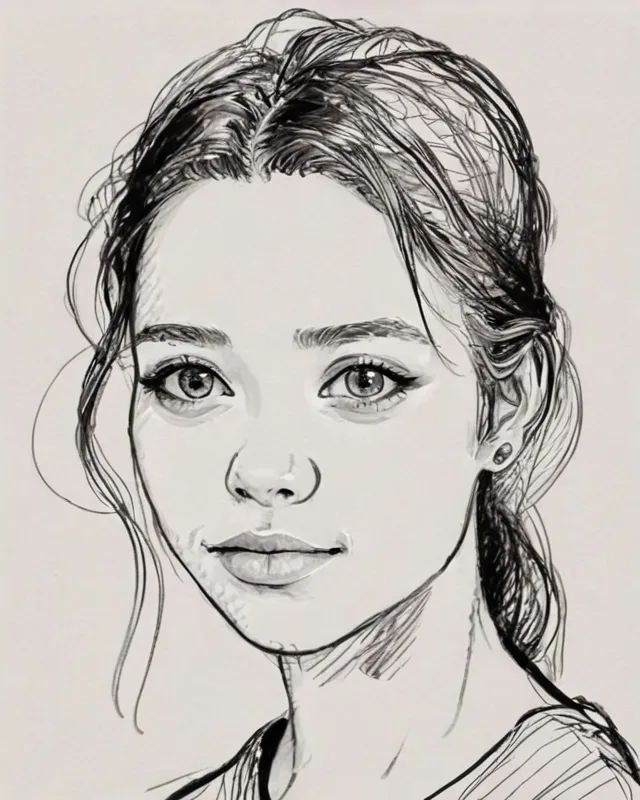 Female portrait, doodle