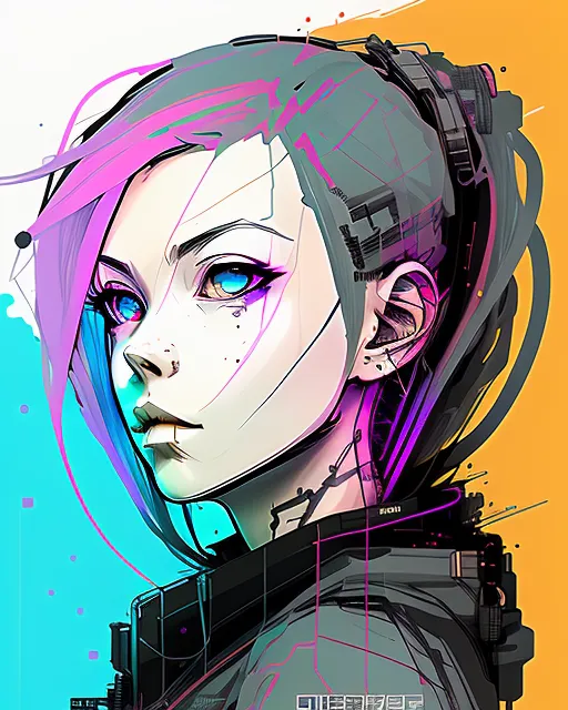 Beautiful Cyberpunk Anime Girl in a Cyberpunk City · Creative Fabrica