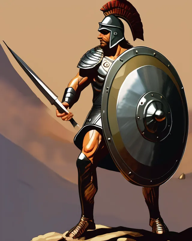 Achilles, spear, Helm, shield, fighting, greg rutkowski