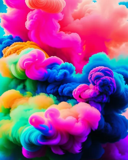 Colorful smoke bomb, smoke clouds, vibrant, billowing colors of smoke, swirls of intricate smoke 