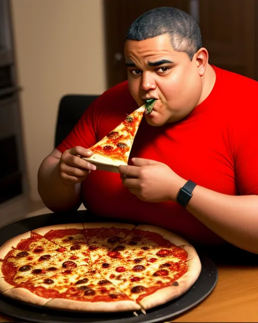 Fat Obama eating pizza