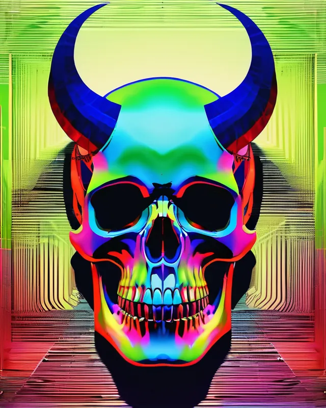 Blue good Skull with a green light