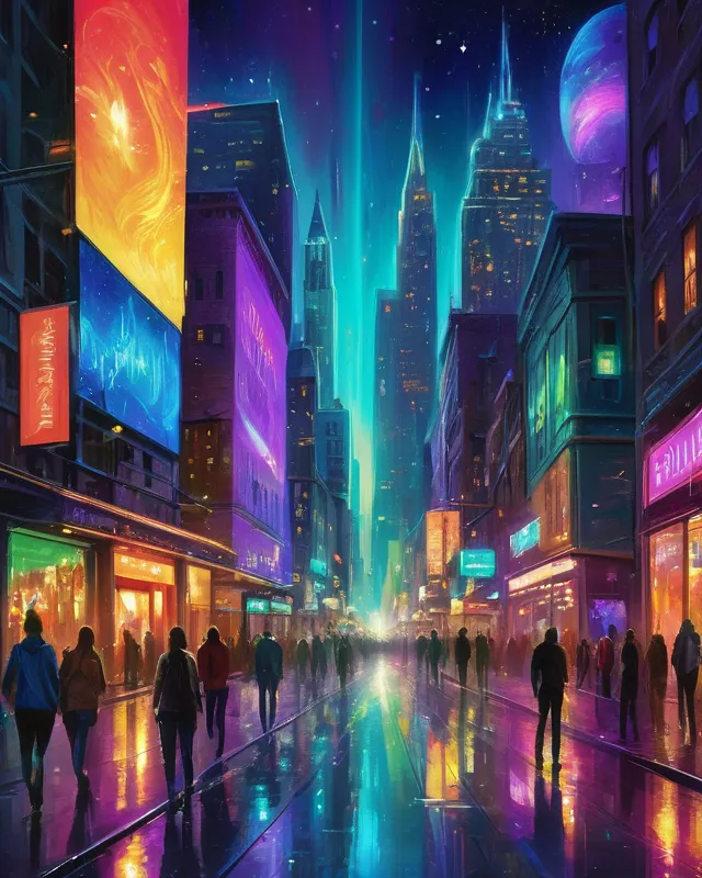 city nightlife - Free AI Photo Generator - starryai