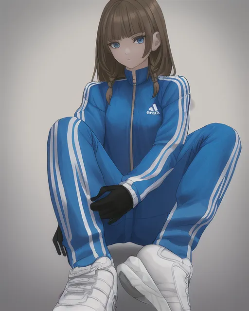 A brunette Slavic Russian girl with an adidas tracksuit