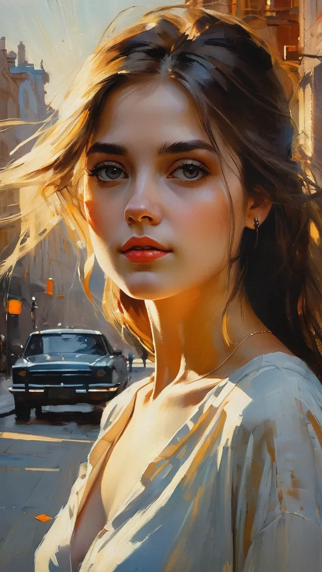 a portrait a young woman long on - Free AI Photo Generator - starryai