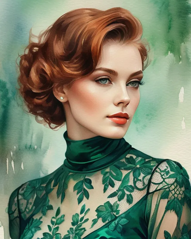 Beautiful woman in intricate Retro Vintage Outfit by