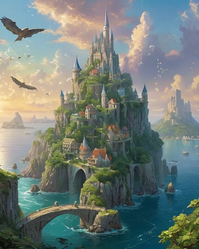 Fantasy island castle : r/aiArt