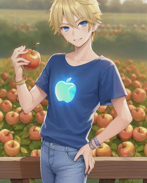 Cute anime boys with apples