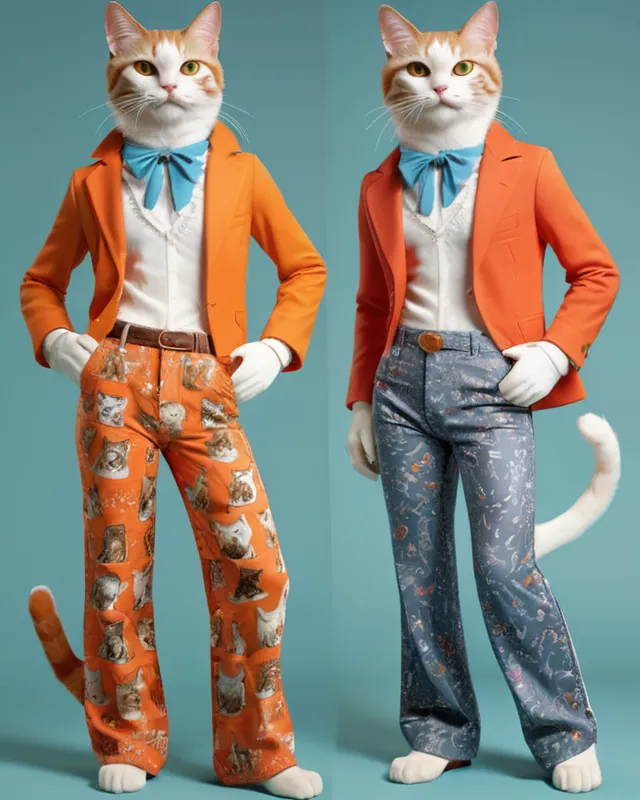 Cat pants! Snazzy anthropomorphic cats - AI Photo Generator - starryai