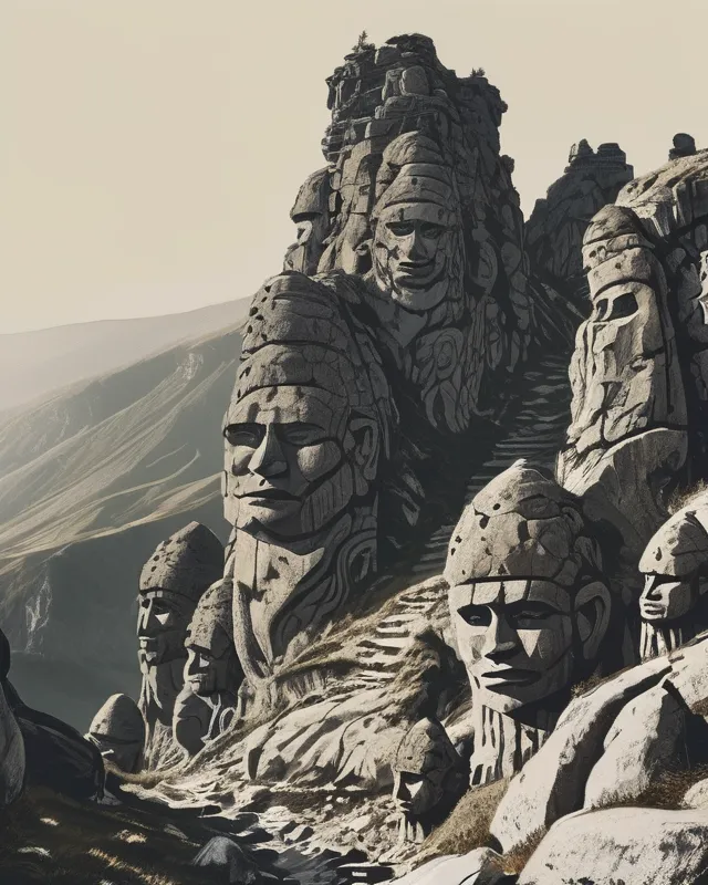 many faces mountain - Free AI Photo Generator - starryai