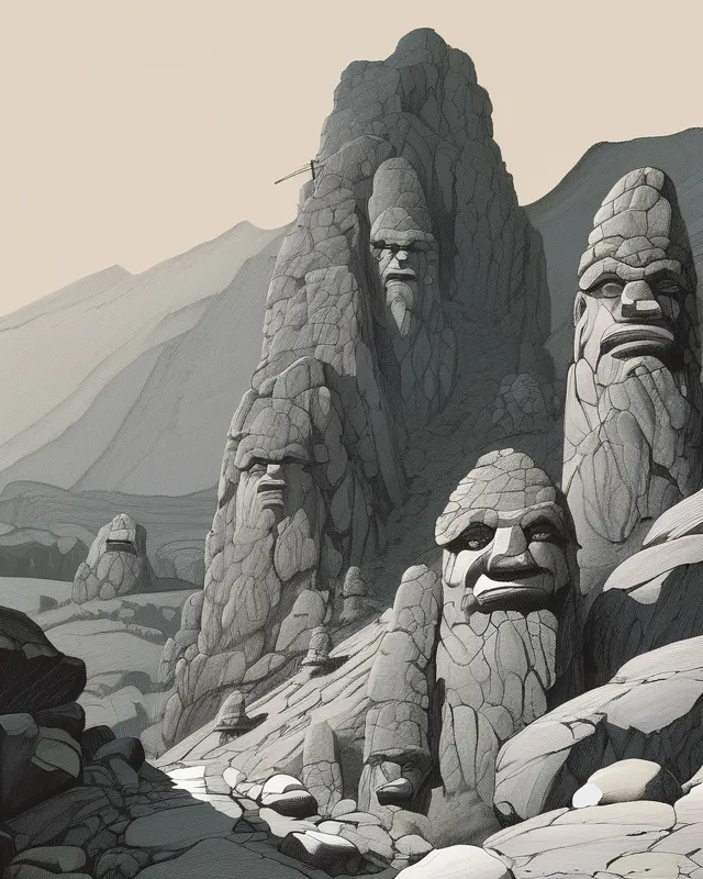 many faces mountain - Free AI Photo Generator - starryai