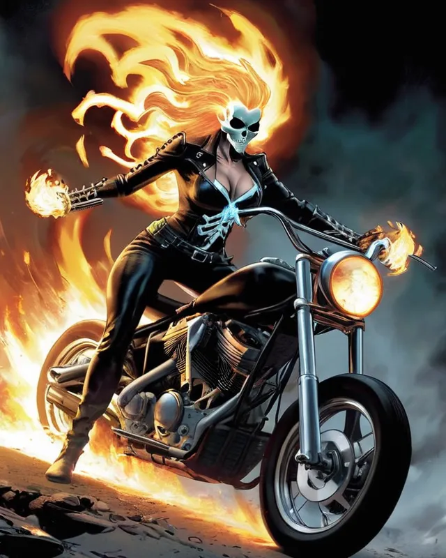 Ghost rider destroying Magik - Free AI Photo Generator - starryai