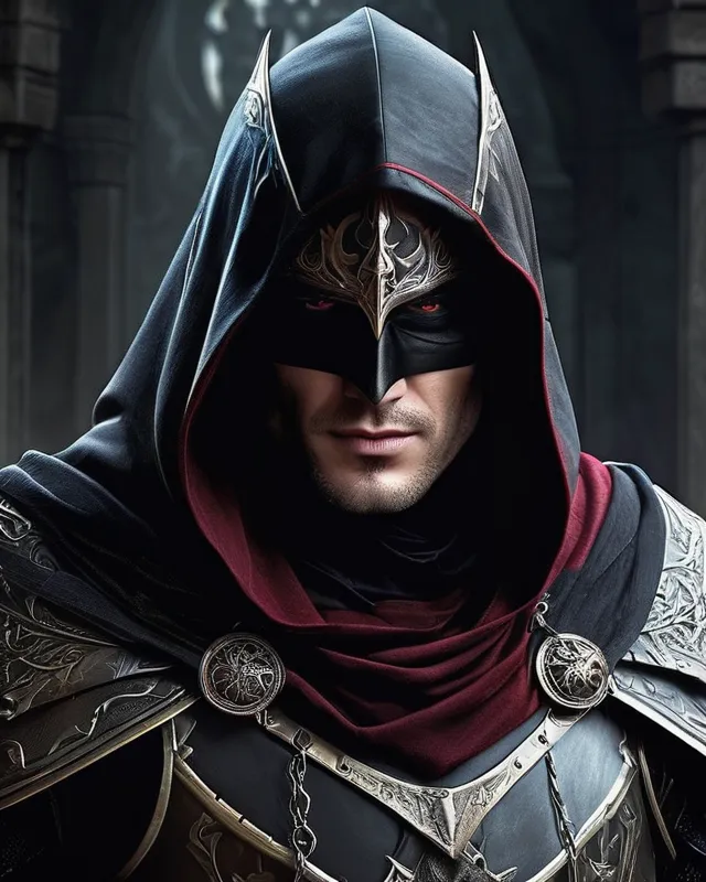 villain stood tall, cloaked shadows - AI Photo Generator - starryai