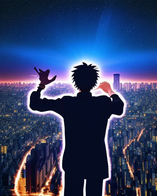 Anime looking up into night sky - Free AI Photo Generator - starryai