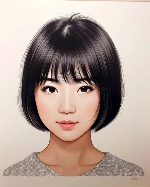 Sketch of a realistic portrait of a 25 years old  japnese girl with short hair, making ahegeo face, pencil sketch of a realistic portrait of a 25 years old  japnese girl with short hair, making ahegeo face,  pencil sketch on paper ,