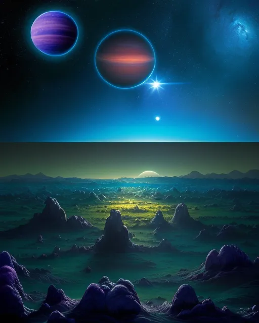 Alien planet, planets visible - Free AI Photo Generator - starryai