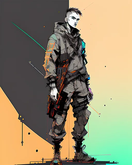 A military male operator called "Night-Spectre", black hoodie, black track suit,sport shoes, military equipment, double katana's, with a M4 carbine