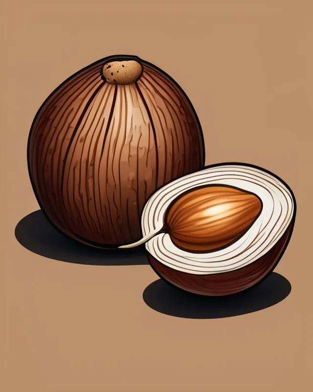 Nutmeg nut, digital painting,  digital illustration,  extreme detail,  digital art,  4k,  ultra hd