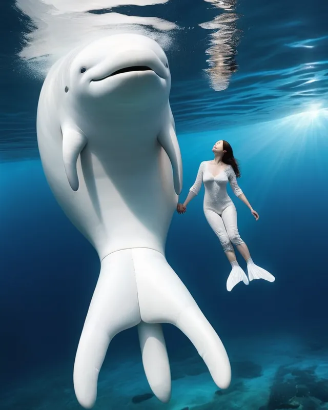 Twelve foot tall Beluga Whale person 6 - AI Photo Generator - starryai