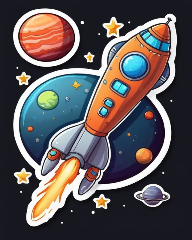 Cartoon Sticker a spaceship, On - Free AI Photo Generator - starryai