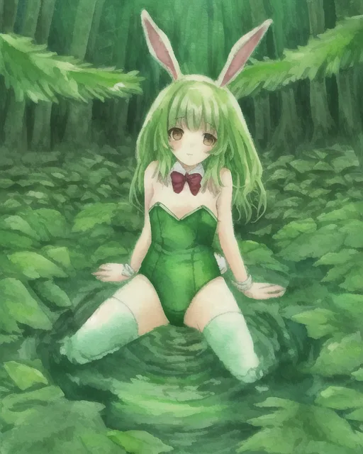 Bunny girl in forest  
