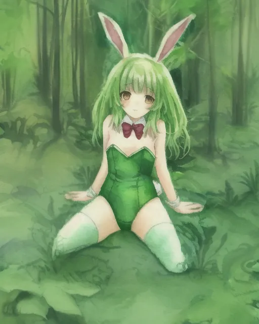 Bunny girl in forest 