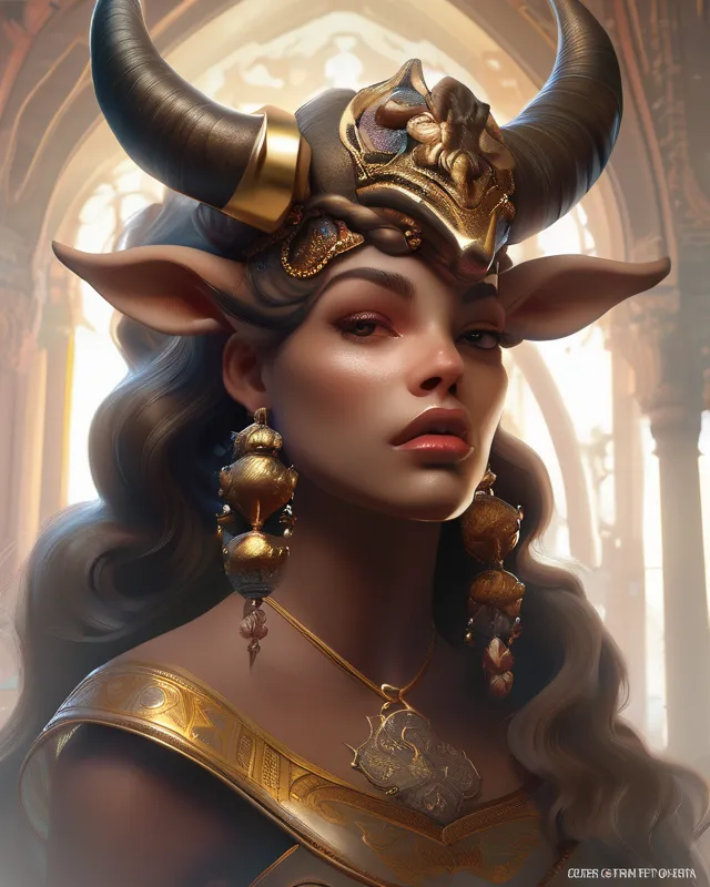 Lady Minotaur, female Minotaur, body, - AI Photo Generator - starryai