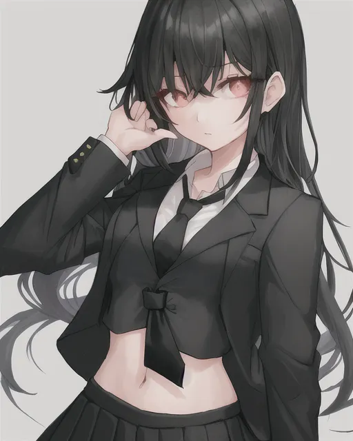 A girl black long hair, school - Free AI Photo Generator - starryai