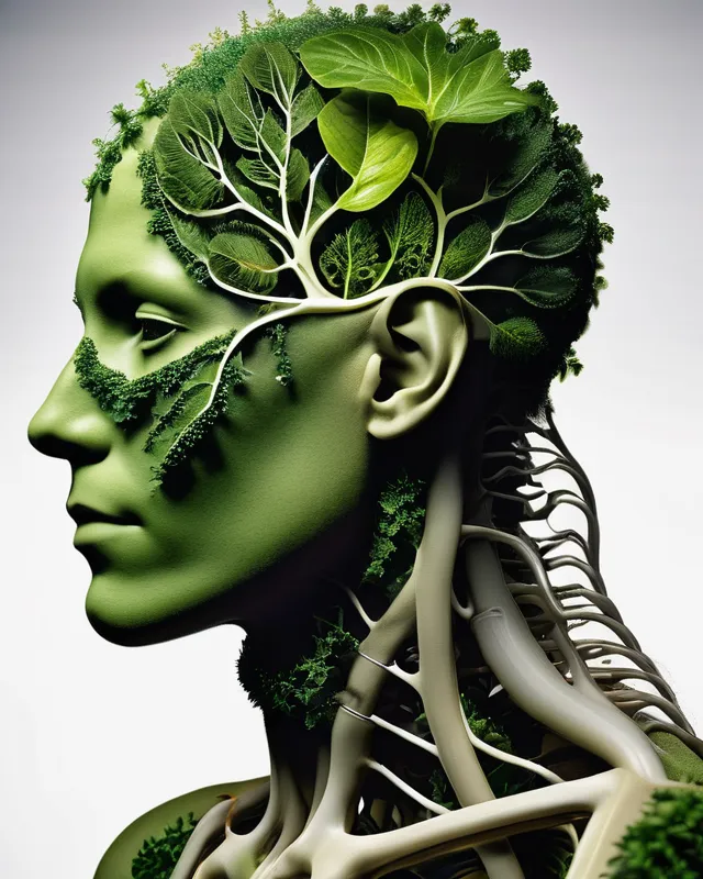 human evolved throught plant d.n.a. retains human traits and intelligence but no longer needs to consume other carbon lifeforms for energy but instead uses photosynthesis 