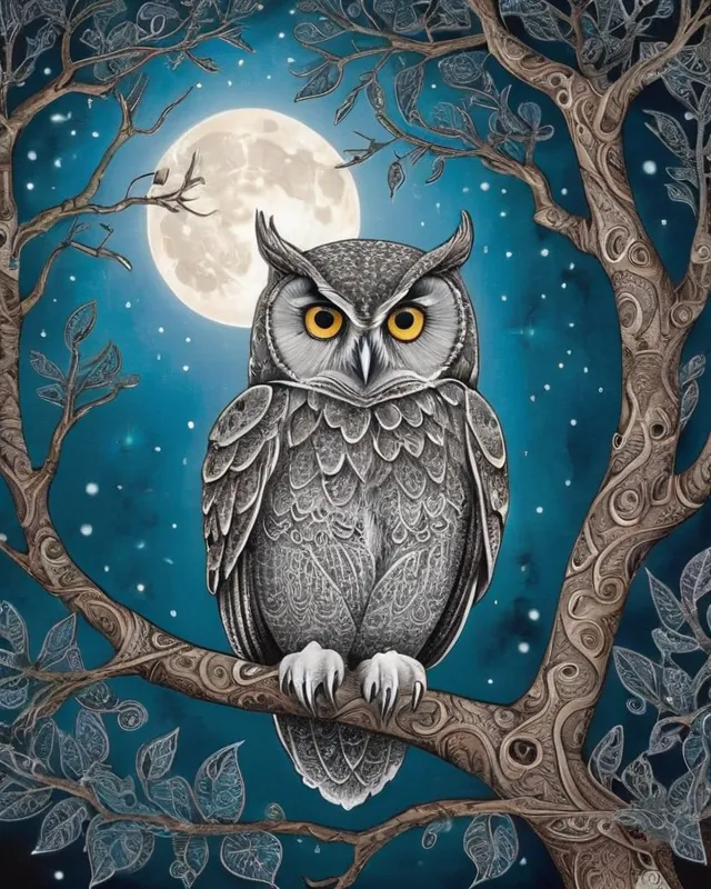 Zentangle style, depicting a wise owl - AI Photo Generator - starryai