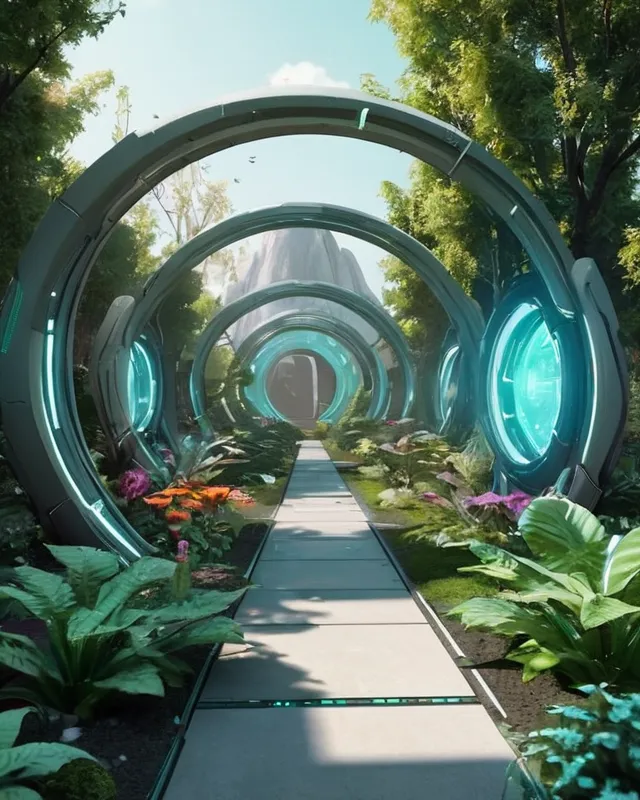Sci-fi futuristic garden - Free AI Photo Generator - starryai