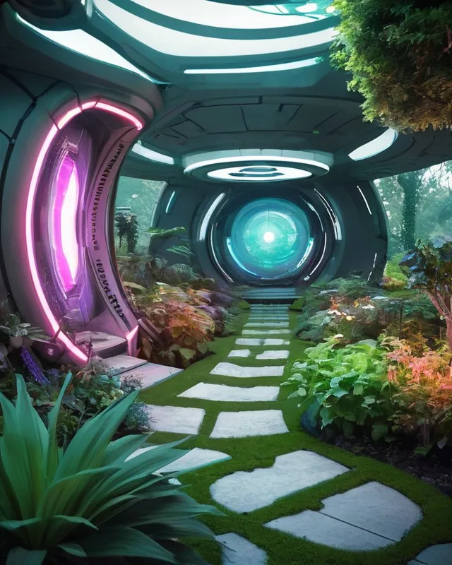 Sci-fi futuristic garden - Free AI Photo Generator - starryai