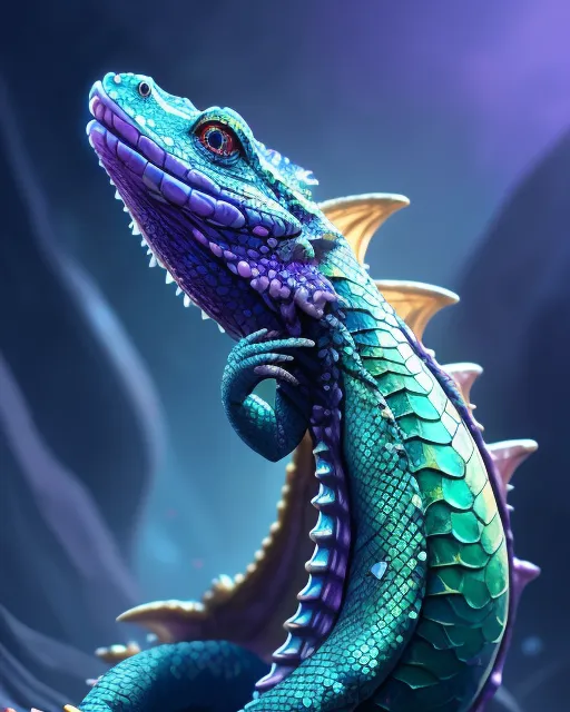 lizard dragon features big thick deep - AI Photo Generator - starryai
