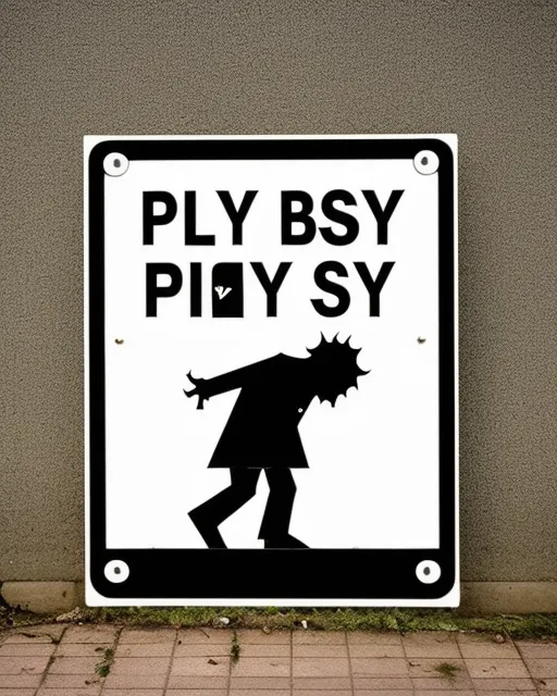 Road Sign or Banksy stencil that says P*SSY B*YS on it.